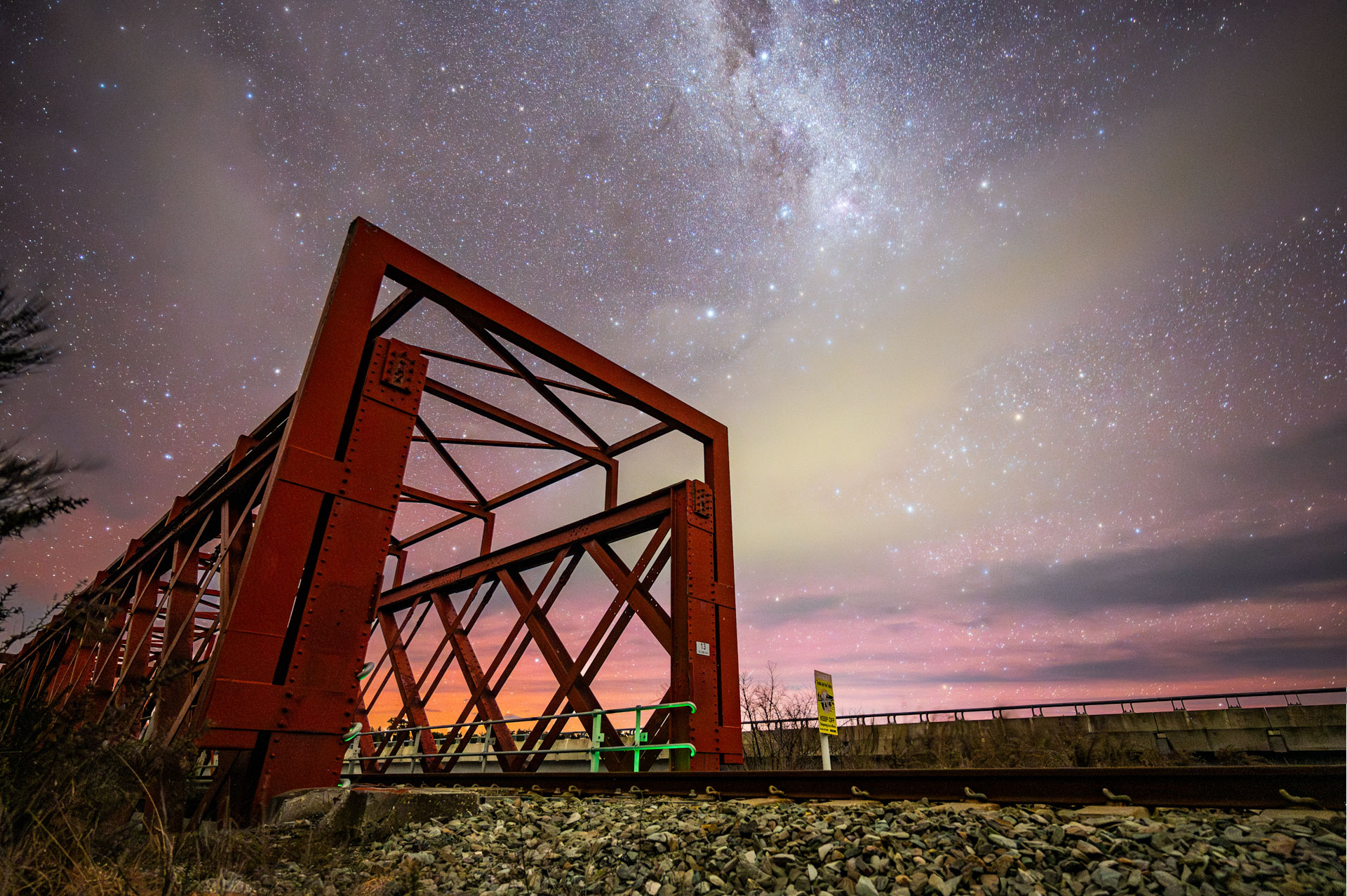 Aurora over Taramakau Bridge