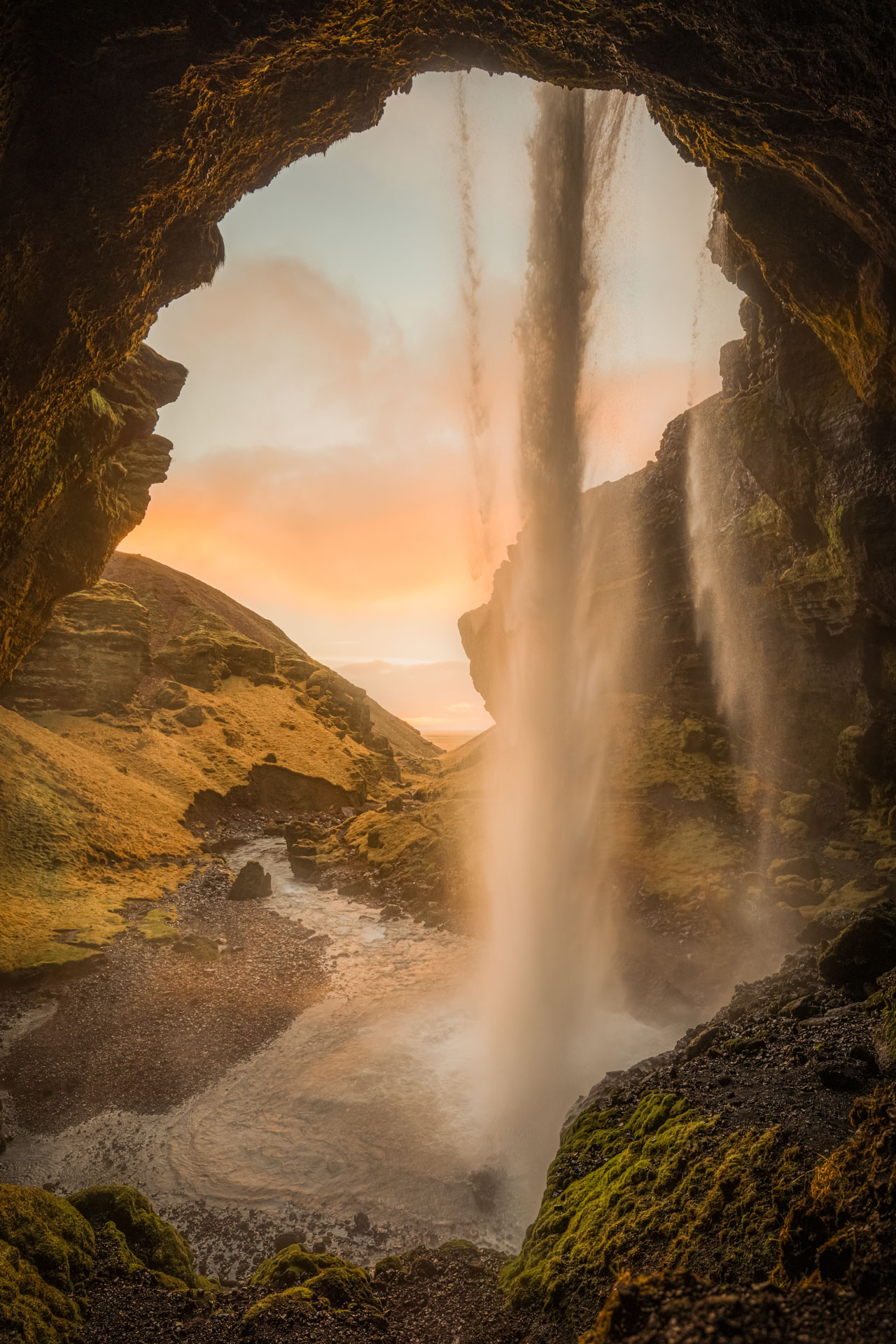 Iceland waterfall shaped like a human head
