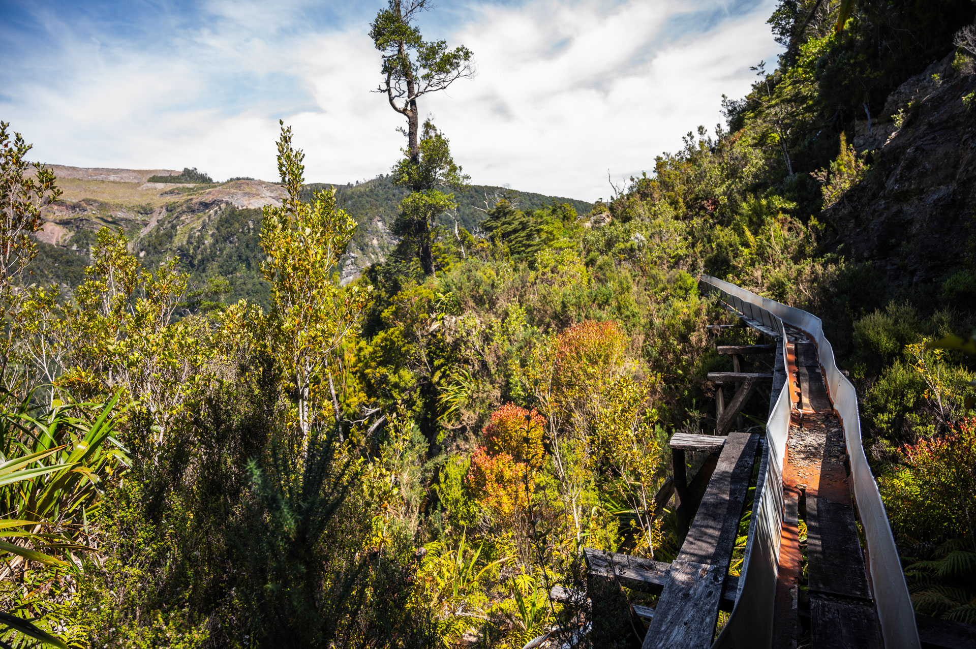 Outside the mineshaft with the dodgy bridge
