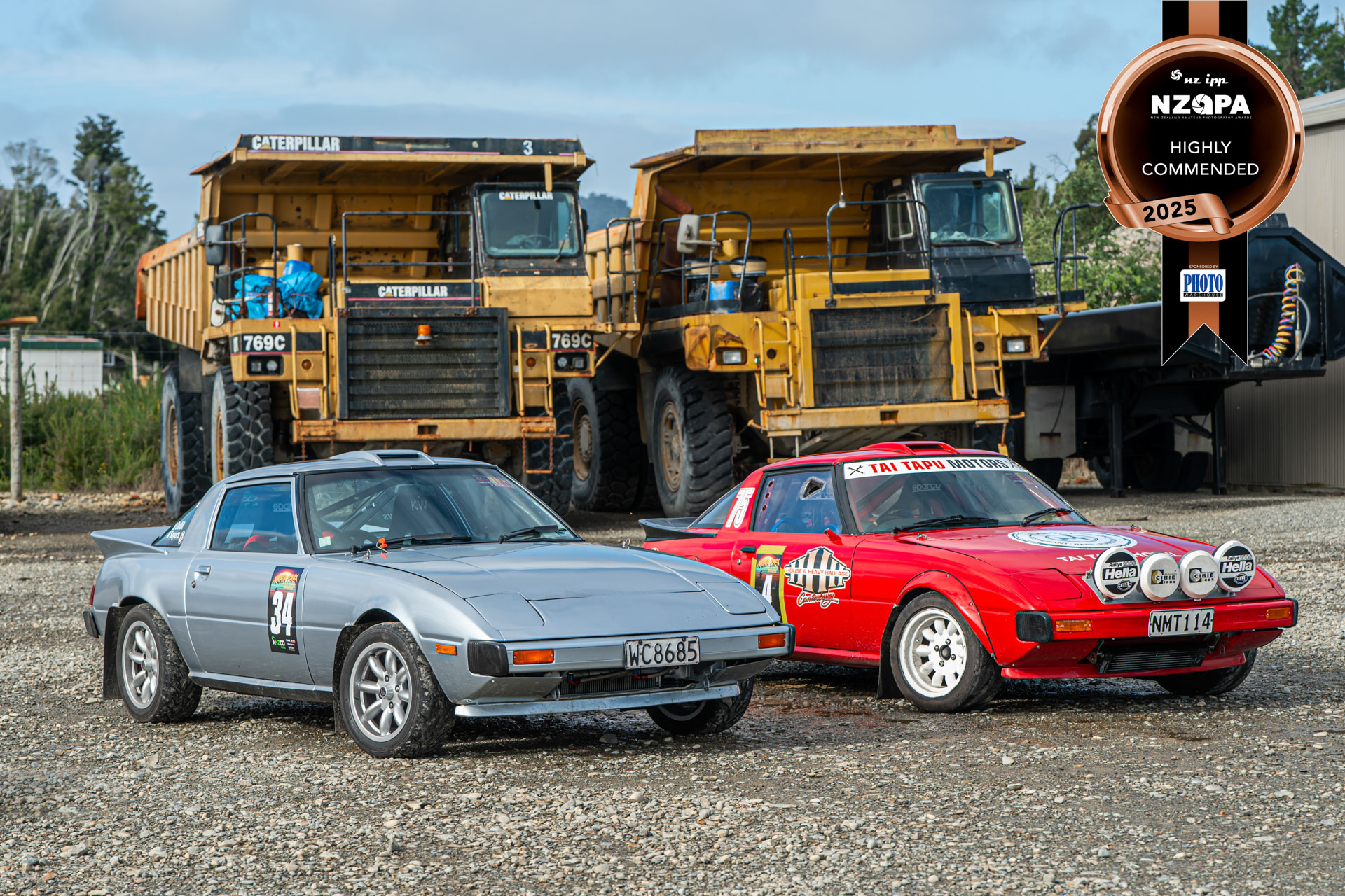NZAPA 2025 Kaiata Street Sprints RX-7s with Caterpillar dump trucks