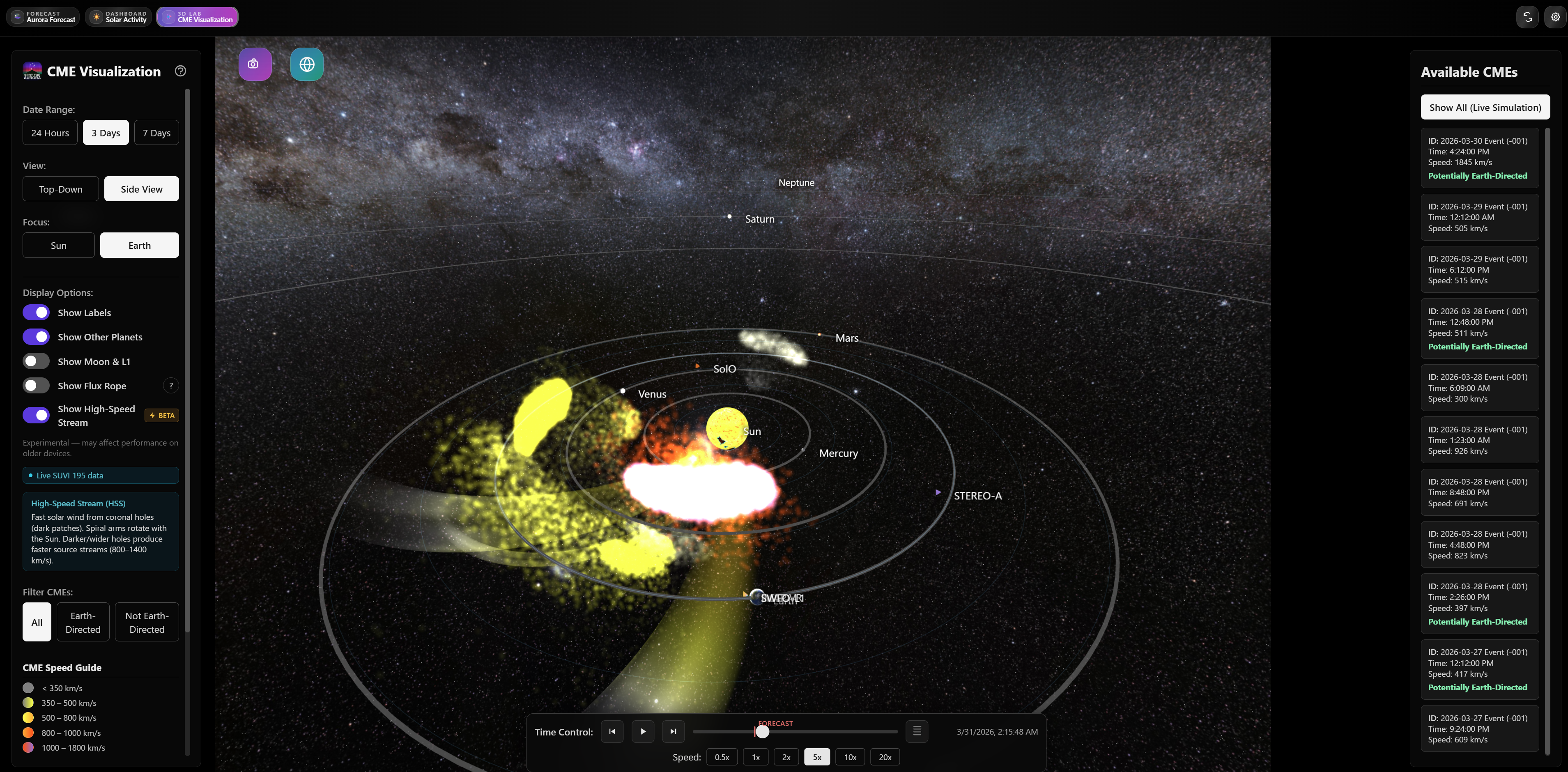 Interactive 3D CME visualization
